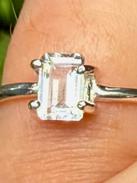 Faceted Clear Quartz Ring Size 7