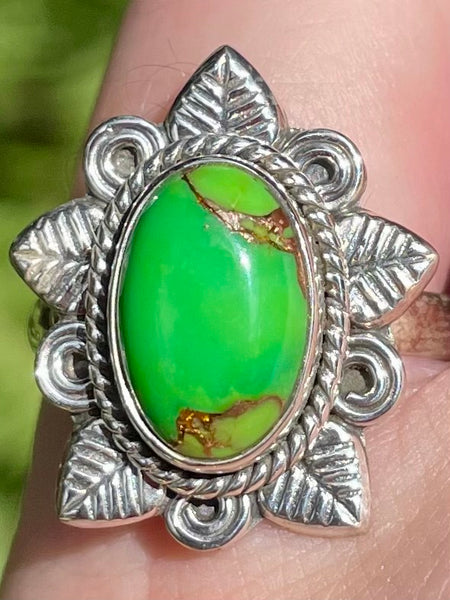 Green Copper Turquoise Leaves Ring Size 8 - Morganna’s Treasures 