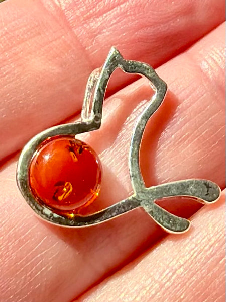 Baltic Amber Cat Pendant - Morganna’s Treasures