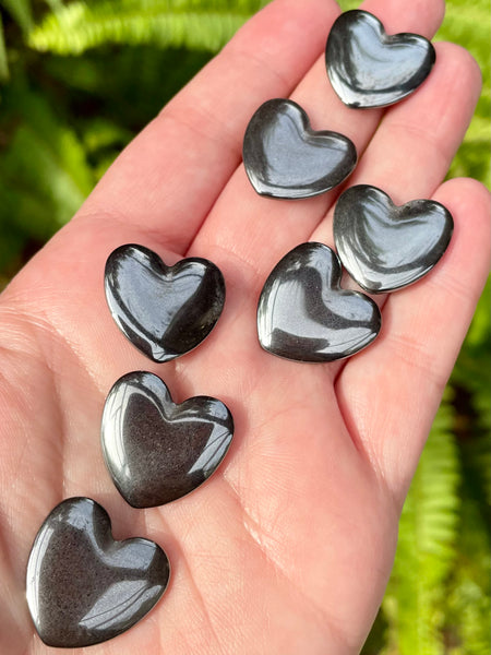 Small Hematite Heart Palm Stones - Morganna’s Treasures 