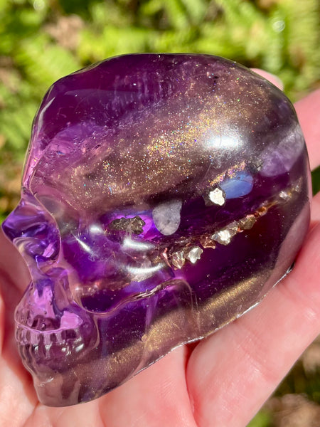 “Dream” Large Super Seven, Citrine, Amethyst, Moonstone, Sugilite, Opalite, Clear Quartz & Copper Orgonite Skull - Morganna’s Treasures