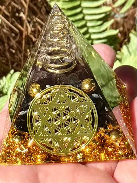 Small Black Tourmaline Orgonite Crystal Pyramid