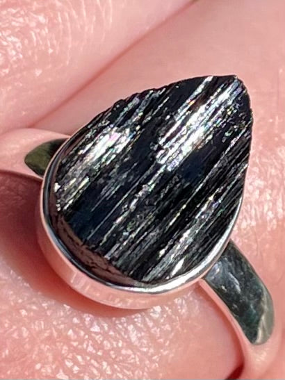 Rough Black Tourmaline Ring Size 10 - Morganna’s Treasures 