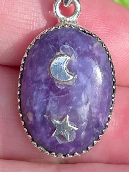 Lepidolite Moon and Stars Pendant - Morganna’s Treasures 