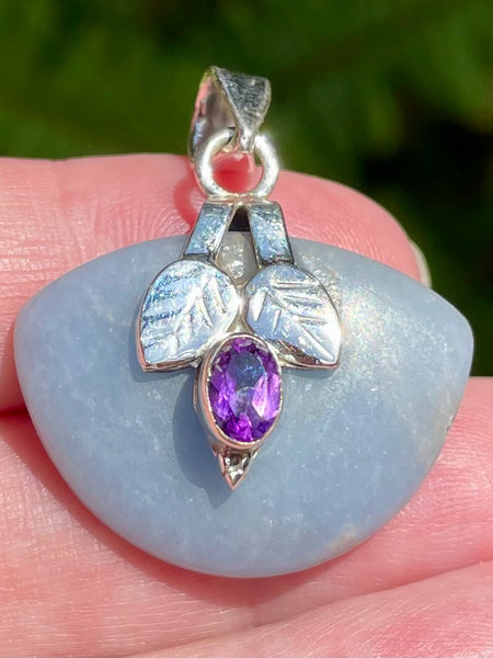 Angelite and Amethyst Pendant - Morganna’s Treasures 