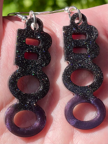 BOO Sparkle Resin Earrings - Morganna’s Treasures