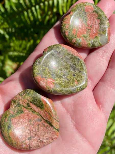 Small Unakite Heart Palm Stones - Morganna’s Treasures 