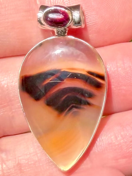 Beautiful Montana Agate and Garnet Pendant