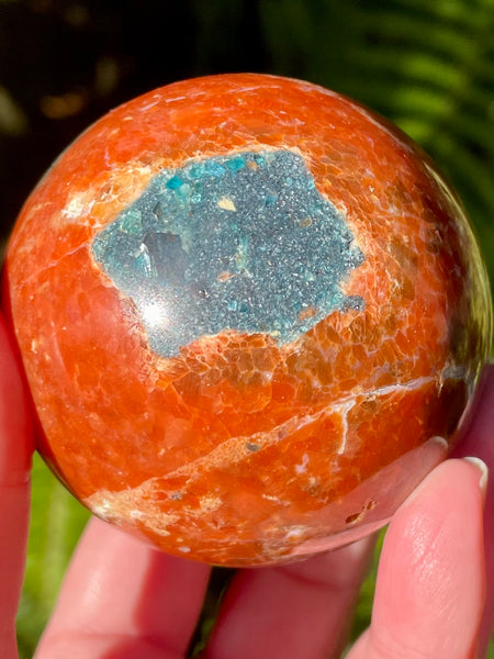 RARE Orange Calcite and Blue Apatite Sphere