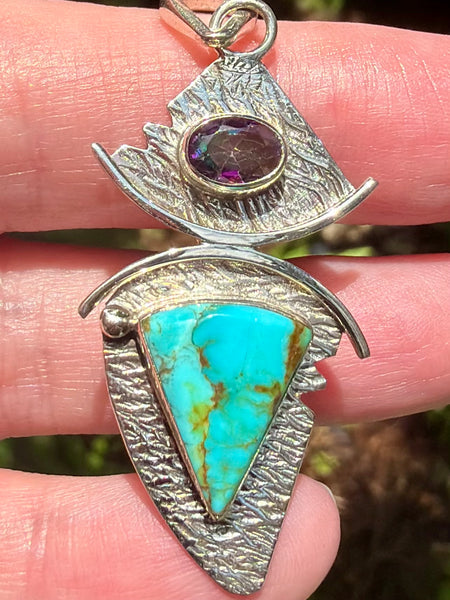 Blue Turquoise and Mystic Topaz Pendant