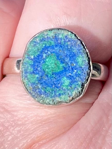 Stunning Azurite in Malachite Stalactite Ring Size 7.5