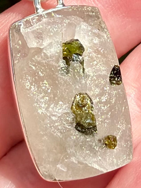 Rough Green Tourmaline in Quartz Pendant - Morganna’s Treasures