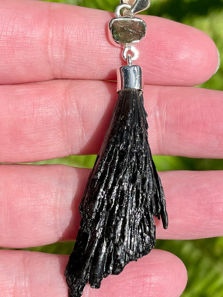 Moldavite and Black Kyanite Pendant - Morganna’s Treasures 