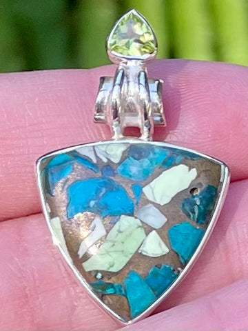 Composite Chrysocolla and Peridot Pendant