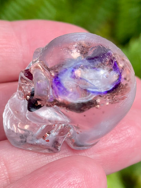 Small Sugilite , Clear Quartz & Copper Orgonite Skull - Morganna’s Treasures 