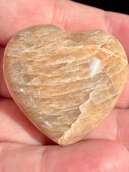 Peach Moonstone Heart Palm Stone
