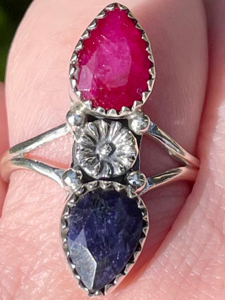Blue Sapphire and Ruby Ring Size 8.5 - Morganna’s Treasures 
