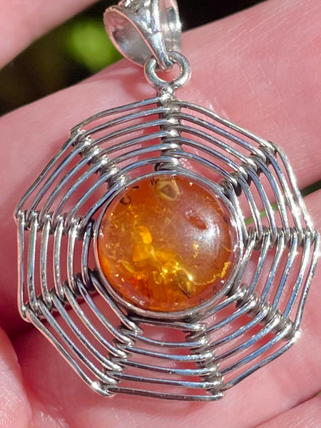 Baltic Amber Spiderweb Pendant - Morganna’s Treasures