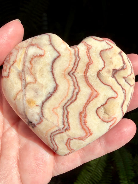 Large Red Calcite Carved Heart with heart