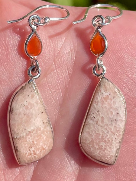 Orange Scolecite and Carnelian Earrings - Morganna’s Treasures 