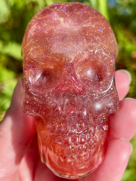 “Nymph” Large Garnet, Rose Quartz, Strawberry Quartz, Opalite, Clear Quartz & Copper Orgonite Skull (Copy) - Morganna’s Treasures