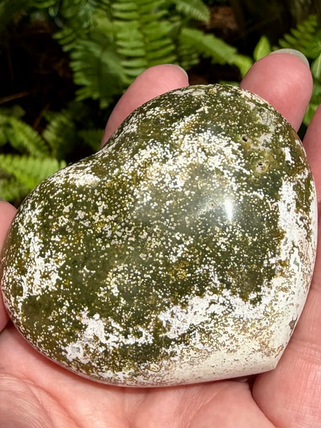 Ocean Jasper Heart Palm Stone