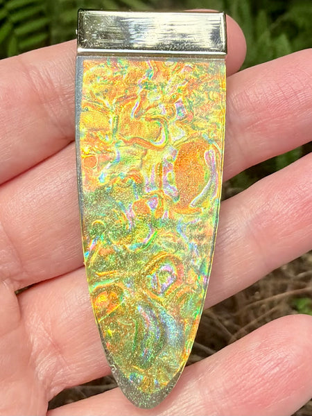 "Radiance" Citrine, Moonstone, Obsidian, Orange Calcite, Green Calcite, Aluminum & Quartz Orgonite Pendant - Morganna’s Treasures