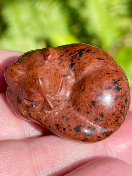 Mahogany Obsidian Carved Sleeping Cat - Morganna’s Treasures 