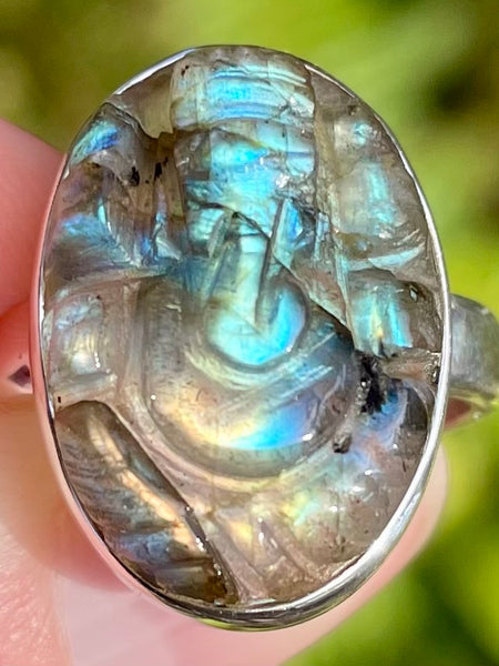 Carved Labradorite Ganesha Ring Size 6.5 - Morganna’s Treasures