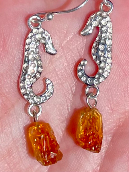 Rough Citrine Seahorse Earrings - Morganna’s Treasures