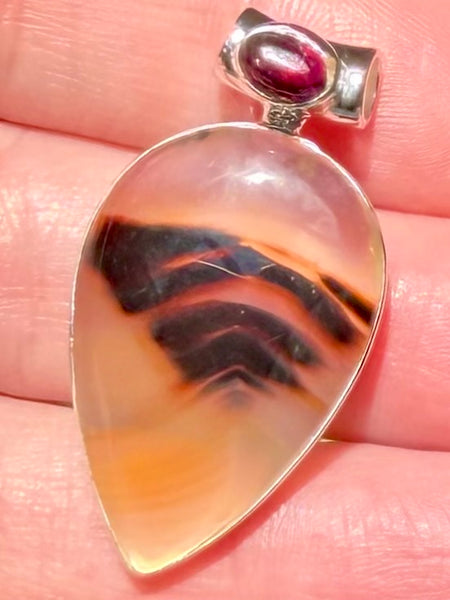 Beautiful Montana Agate and Garnet Pendant