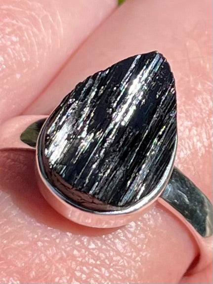 Rough Black Tourmaline Ring Size 10 - Morganna’s Treasures 