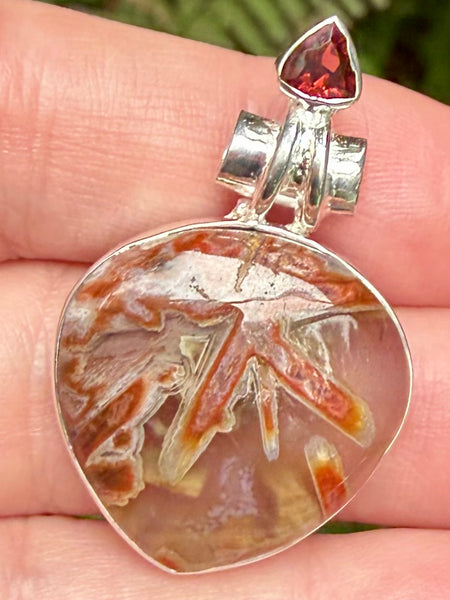 Gorgeous Turkish Tube Agate and Garnet Pendant