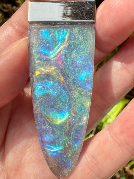 "Healer" Labradorite, Rainbow Hematite, Emerald, Thulite, Bloodstone, Aluminum & Quartz Orgonite Pendant - Morganna’s Treasures