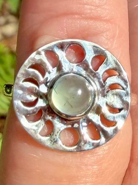 Prehnite Phases of the Moon Ring Size 5