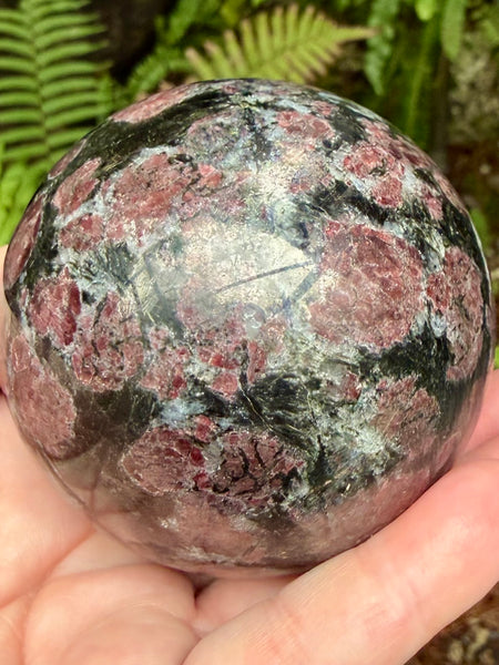 Large Garnet in Astrophyllite Sphere