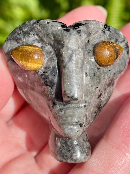 Small Yooperlite and Tigers Eye Alien - Morganna’s Treasures