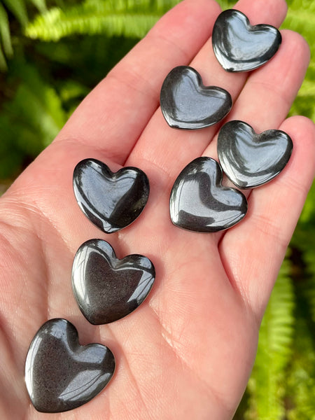 Small Hematite Heart Palm Stones - Morganna’s Treasures 