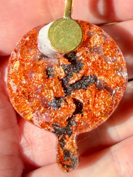 Crow Copper Resin Pendant