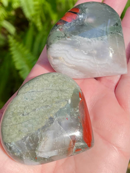 African Bloodstone Heart Palm Stone - Morganna’s Treasures