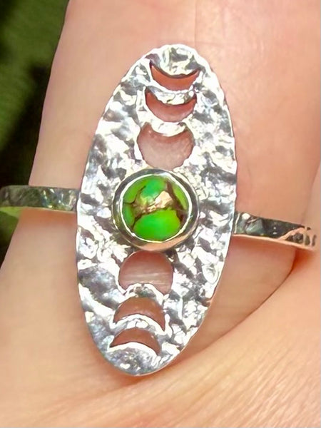 Green Copper Turquoise Phases of the Moon Ring Size 7.5 - Morganna’s Treasures