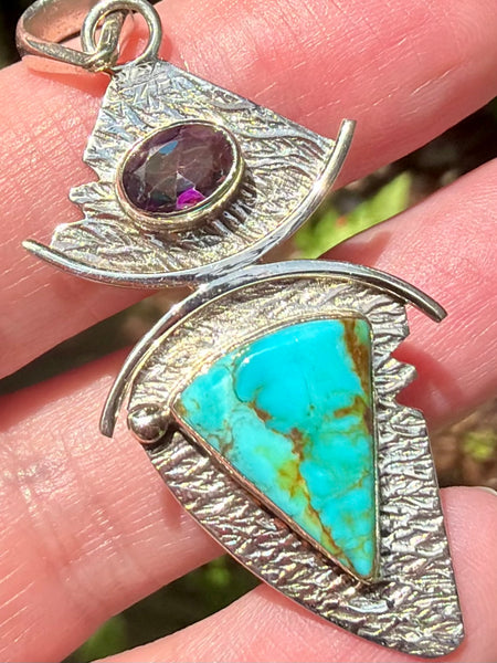Blue Turquoise and Mystic Topaz Pendant