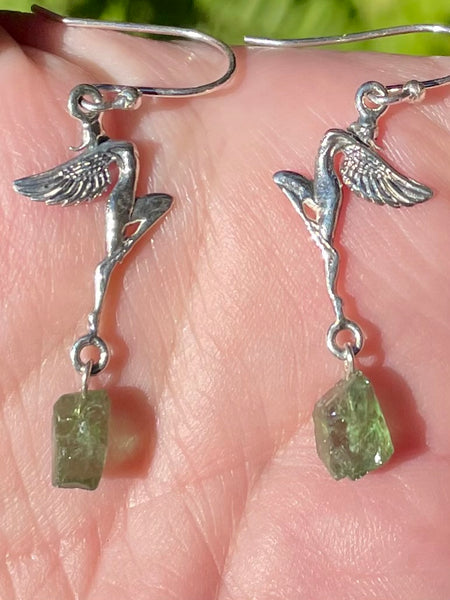 Rough Green Apatite Fairy Earrings