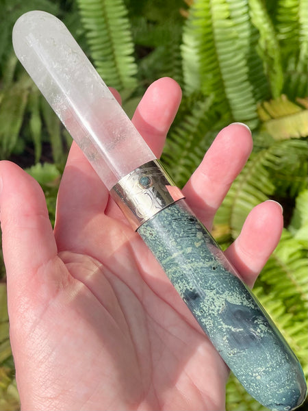 Kambaba Jasper and Clear Quartz Eye of Ra Crystal Massage Wand - Morganna’s Treasures