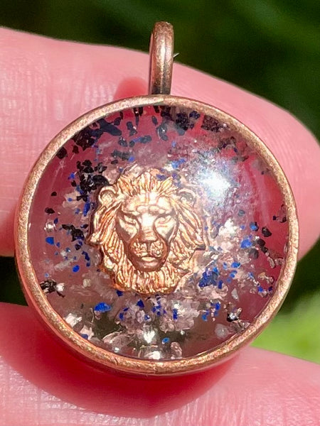 “Call of the Lion” Copper, Black Tourmaline, Selenite, Azurite & Quartz Orgonite Pendant - Morganna’s Treasures 