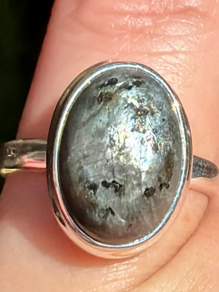 Larvikite (Black Moonstone) Ring Size 7