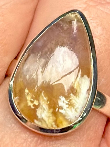 Graveyard Plume Agate Ring Size 10.5