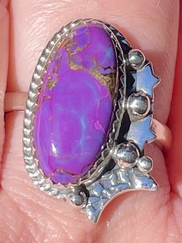 Purple Copper Turquoise Ring Size 9