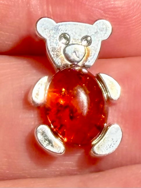Baltic Amber Teddy Bear Pendant - Morganna’s Treasures