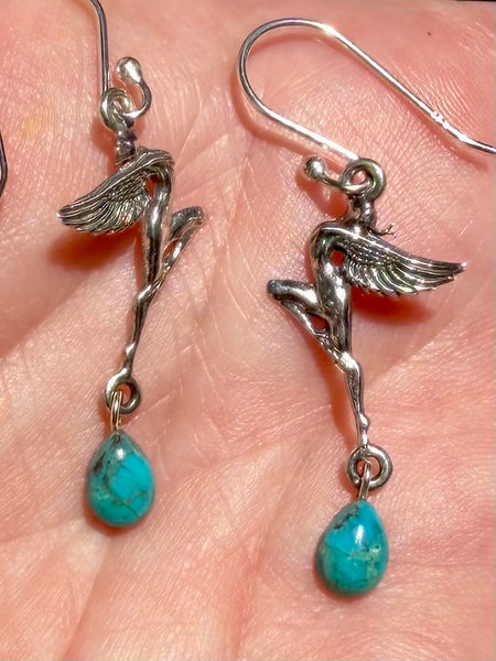Blue Mohave Turquoise Fairy Earrings